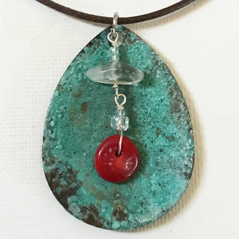 Lure Necklace with Coral & Aquamarine Crystal Gemstone Necklace Sea Ocean Boho